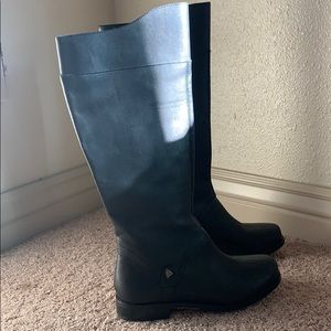 OLUKAI Black Leather Knee High Makawo Women Boots